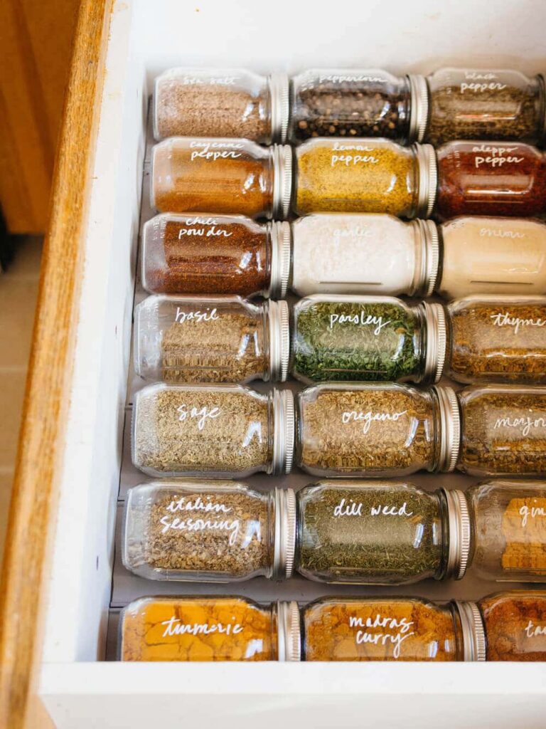 Get more organized with this easy DIY spice drawer hack