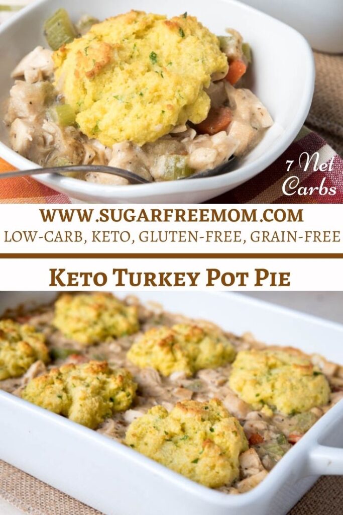 Crustless Low Carb Keto Turkey Pot Pie with Biscuits