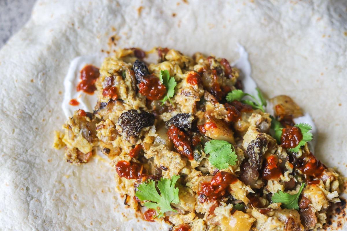 Morel mushroom cheese scrambled eggs