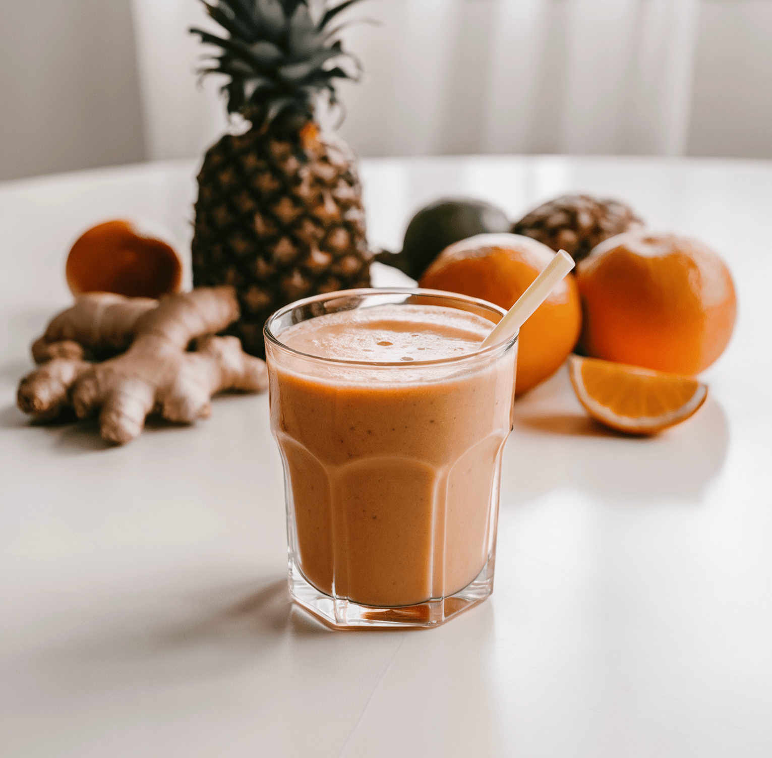 Orange Ginger Pineapple Immunity Smoothie (High Protein + Vegan)