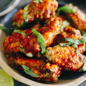 Freshly baked Thai basil wings