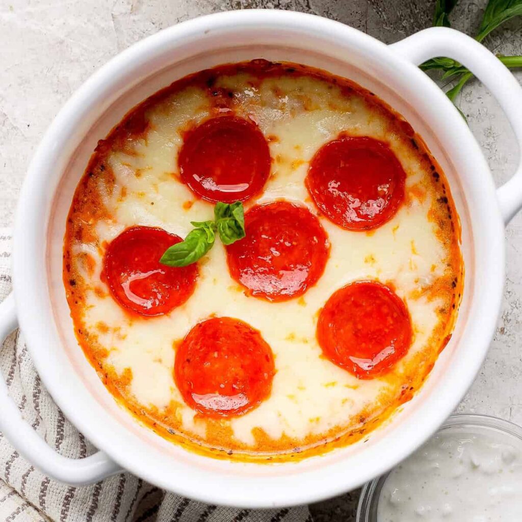 Cottage cheese pizza bowl (single serve!)