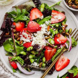 Roasted honey pistachios and fresh summer salad