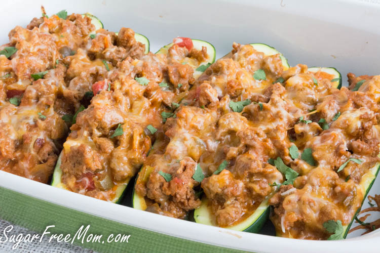 Easy low carb keto taco stuffed zucchini boat