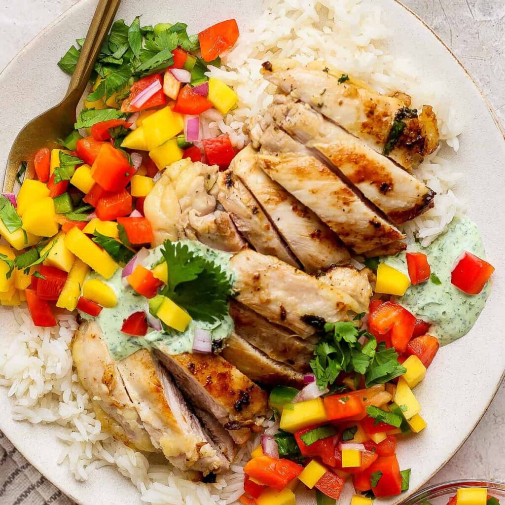 Mango salsa and coriander lime chicken