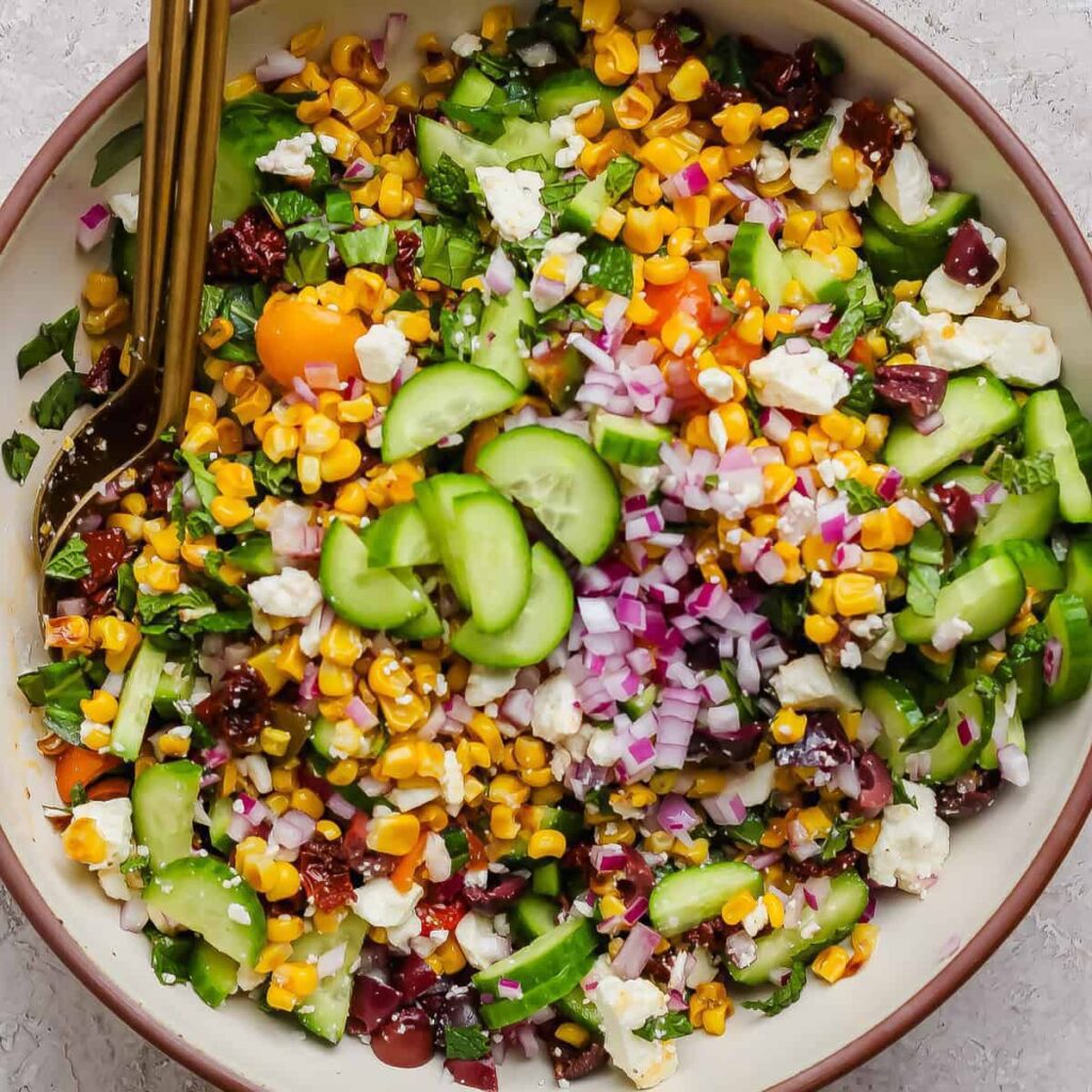 Simple Mediterranean corn salad