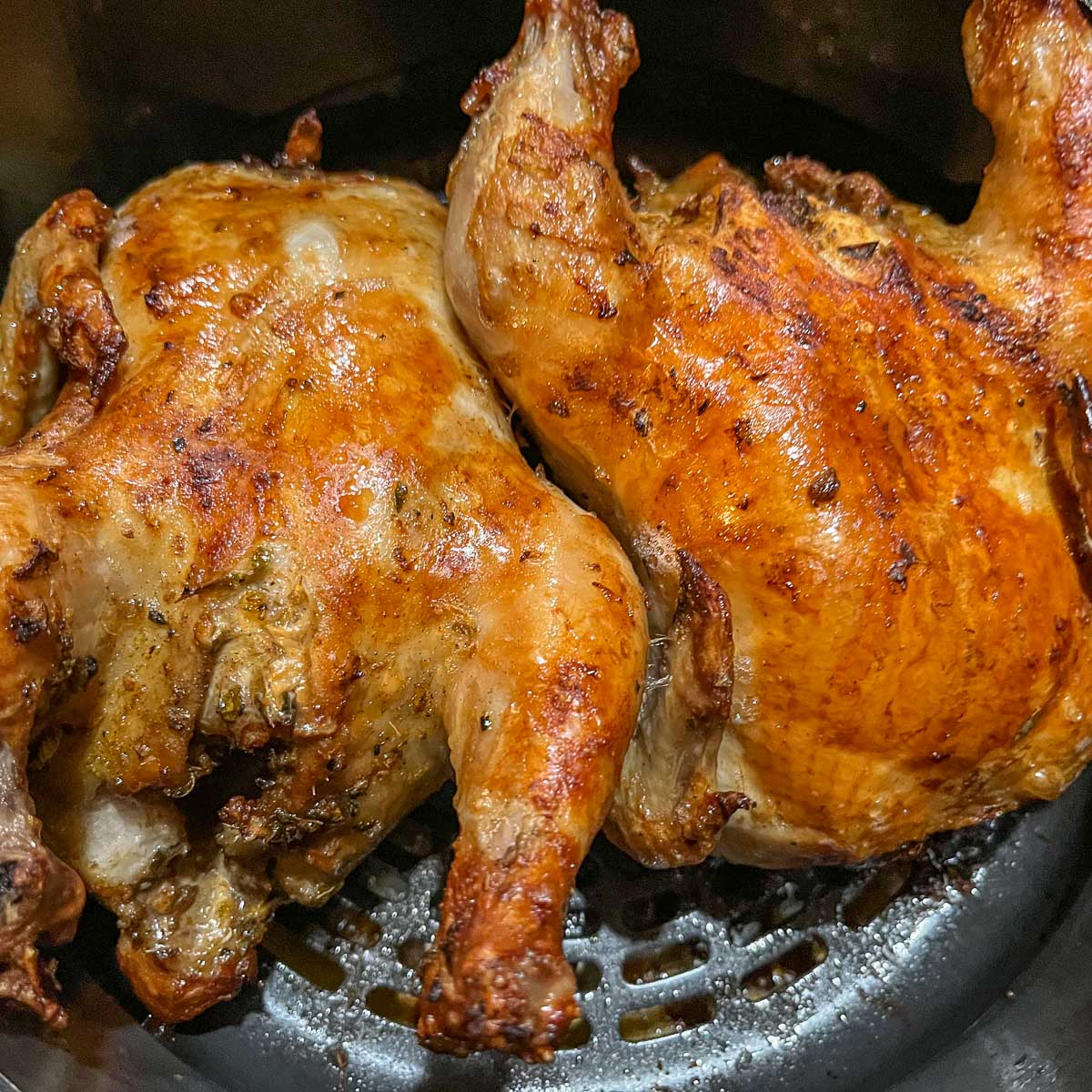 Greek-style air-fried cornish hens