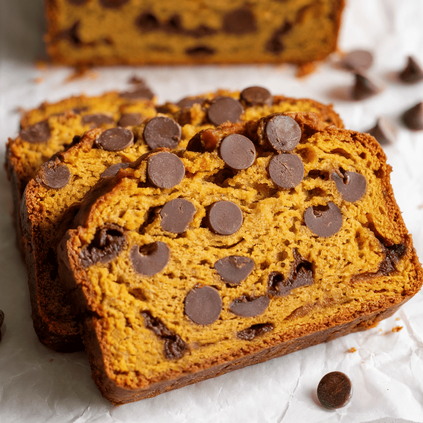 Healthy Grain-Free Pumpkin Chocolate Chip Bread (High Protein + No Added Sugar)