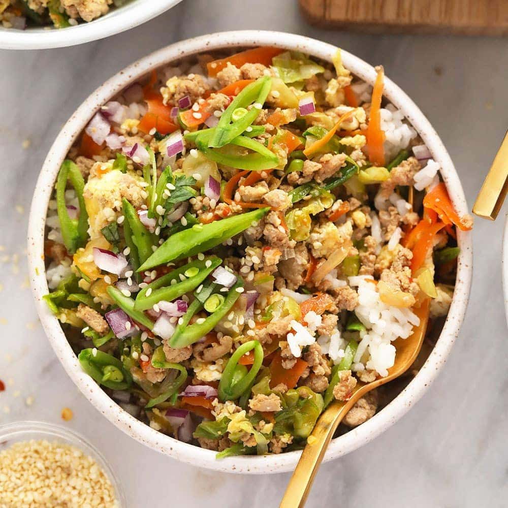 Bright egg rolls in a bowl