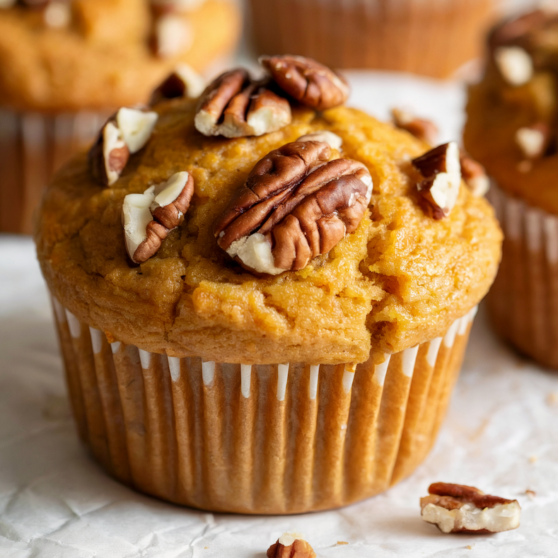 Healthy Dairy-Free Maple Pecan Protein Muffins (Grainless + Sugar-free)
