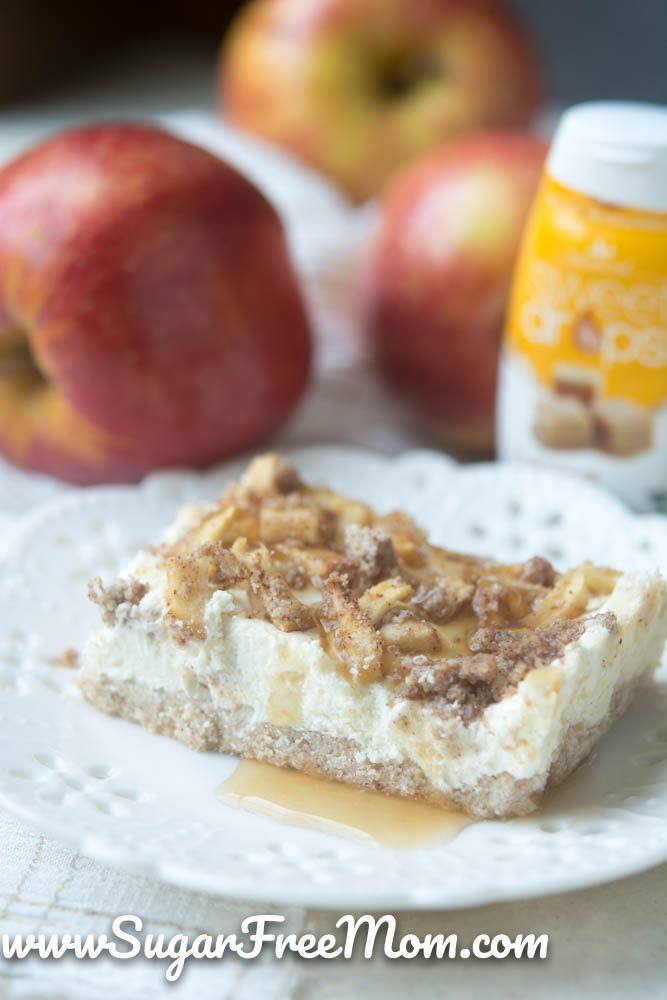Low Carb Keto Nut Free Caramel Apple Cheesecake Bar