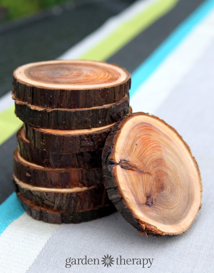 Natural branch coasters: How to cut, sand and seal wood slices