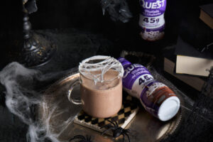 Quest Spider Web Chocolate Protein Milkshake (Halloween Recipe)