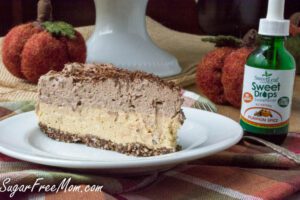 Sugar-free low carb keto chocolate pumpkin mousse cake