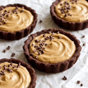 Mini Peanut Butter Pie with Chocolate Cookie Crust (Vegan + High Protein)