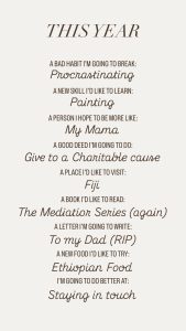 new year's resolutions