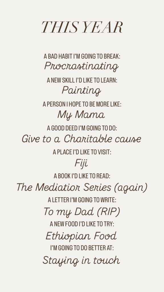 new year's resolutions