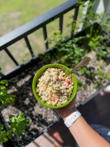 Creamy tuna pasta salad with lemon and capers